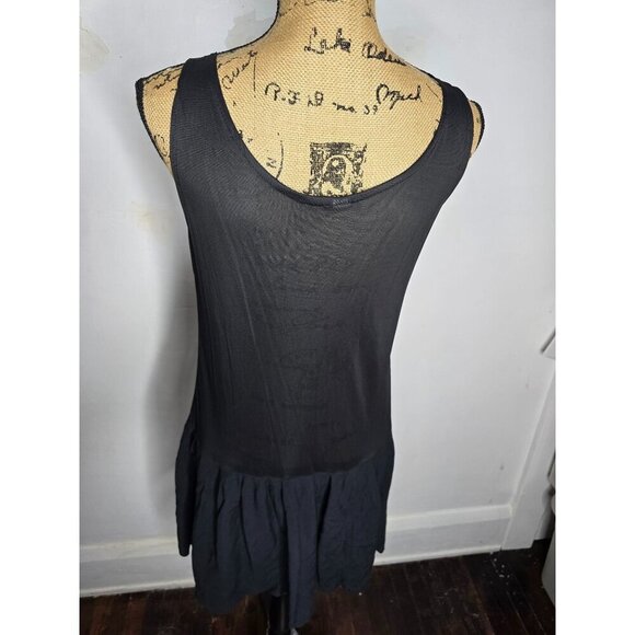 Vintage Black Semi Sheer Pleated Dress Slip Black Swan Boudoir Lingerie Goth - Picture 4 of 12